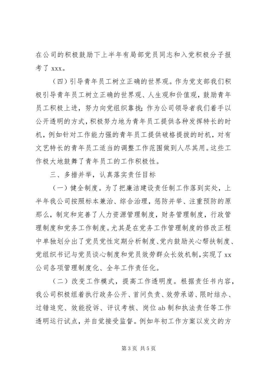 2023年公司上半年党风廉政工作自查报告.docx_第3页