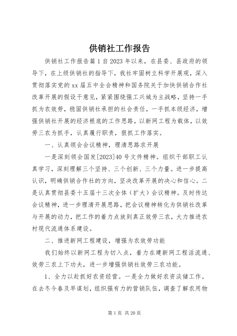 2023年供销社工作报告.docx_第1页