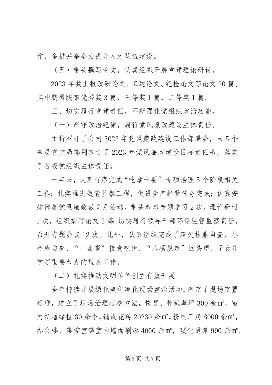 2023年公司党委书记某年抓党建述职报告.docx_第3页