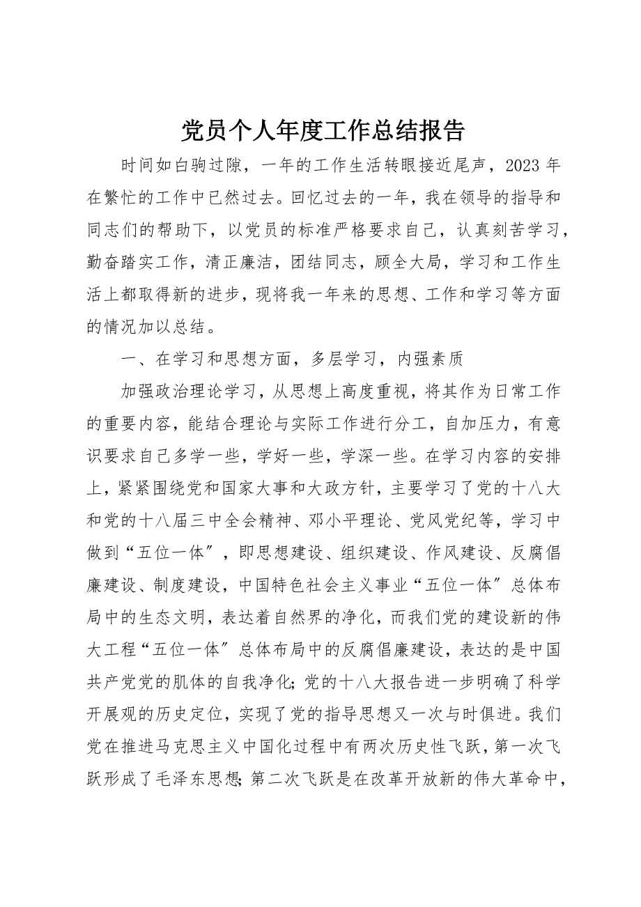 2023年党员个人年度工作总结报告.docx_第1页