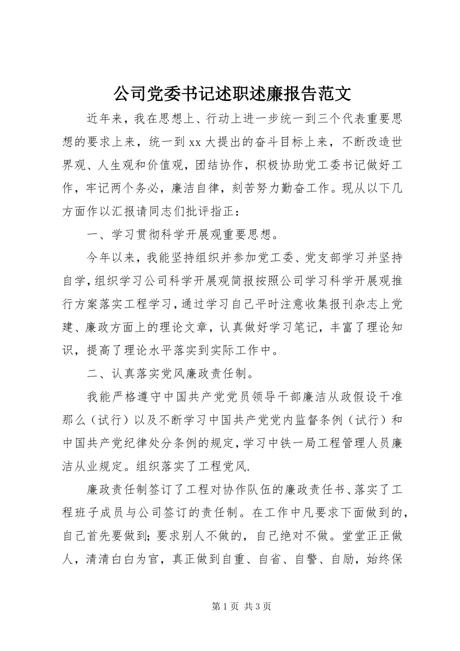 2023年公司党委书记述职述廉报告2.docx_第1页