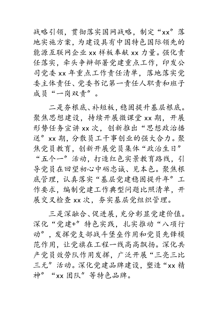 2023年公司党委书记抓党建述职报告.doc_第2页