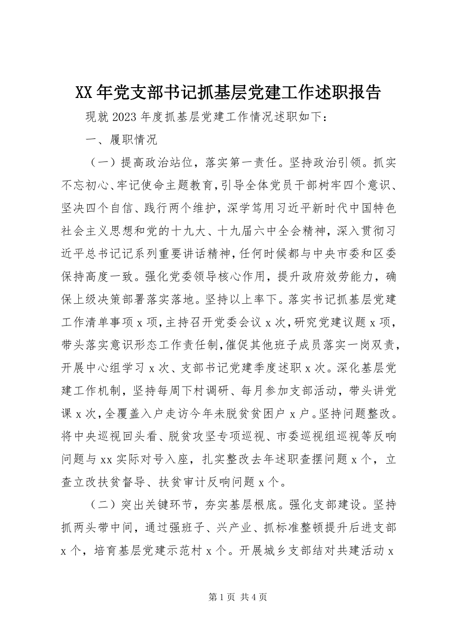 2023年党支部书记抓基层党建工作述职报告2.docx_第1页