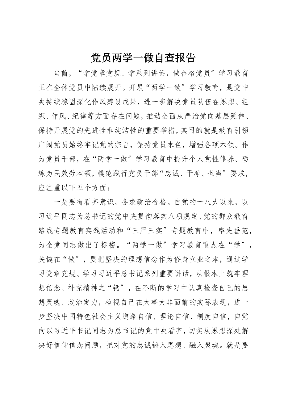 2023年党员两学一做自查报告.docx_第1页