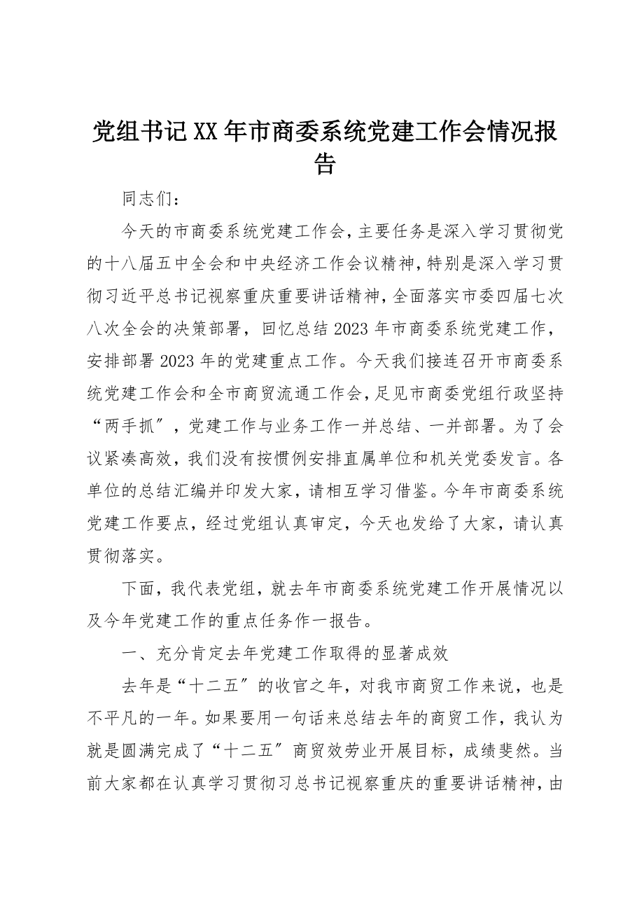 2023年党组书记某年市商委系统党建工作会情况报告.docx_第1页