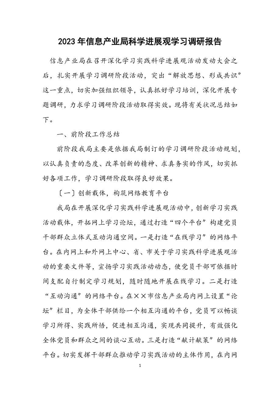 2023年信息产业局科学发展观学习调研报告.docx_第1页