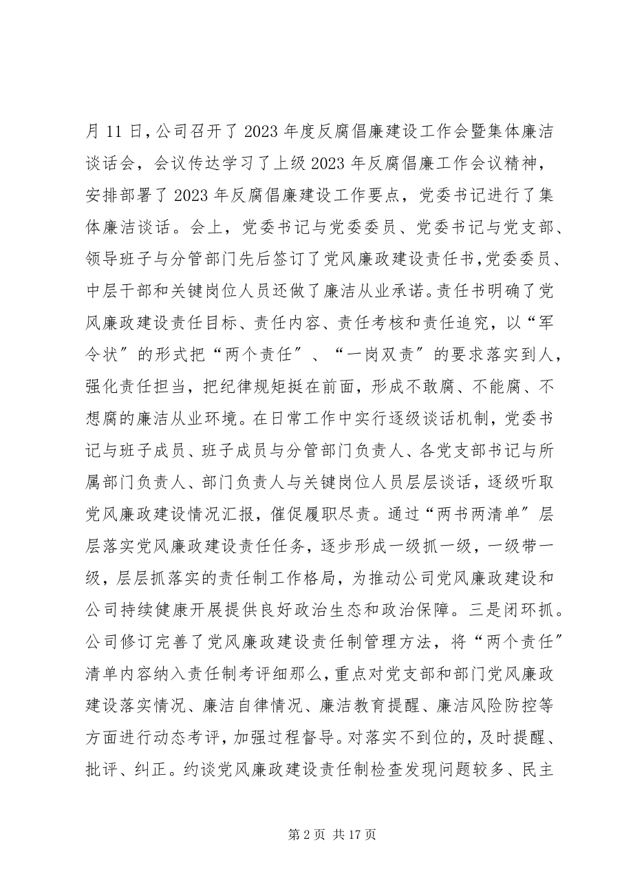 2023年公司党委委员某年党建暨党风廉政建设工作会报告.docx_第2页