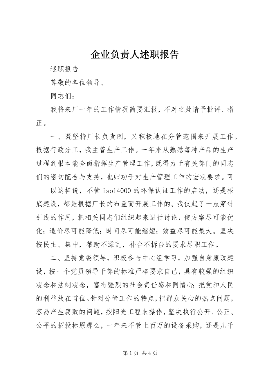 2023年企业负责人述职报告.docx_第1页