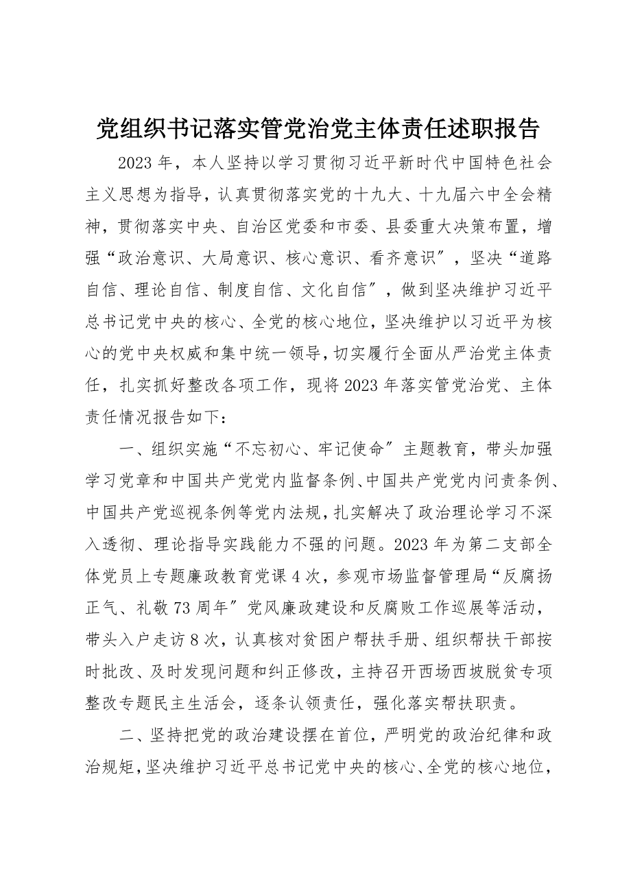 2023年党组织书记落实管党治党主体责任述职报告.docx_第1页