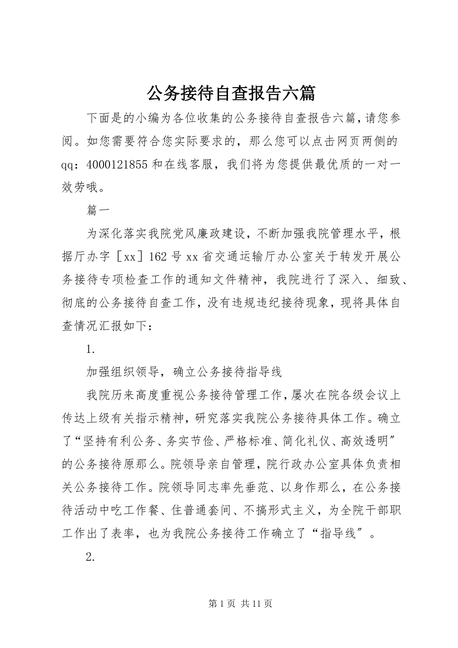 2023年公务接待自查报告六篇.docx_第1页