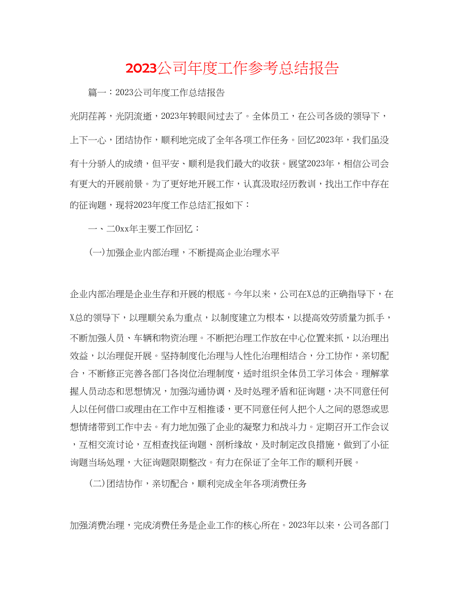 2023年公司度工作总结报告.docx_第1页