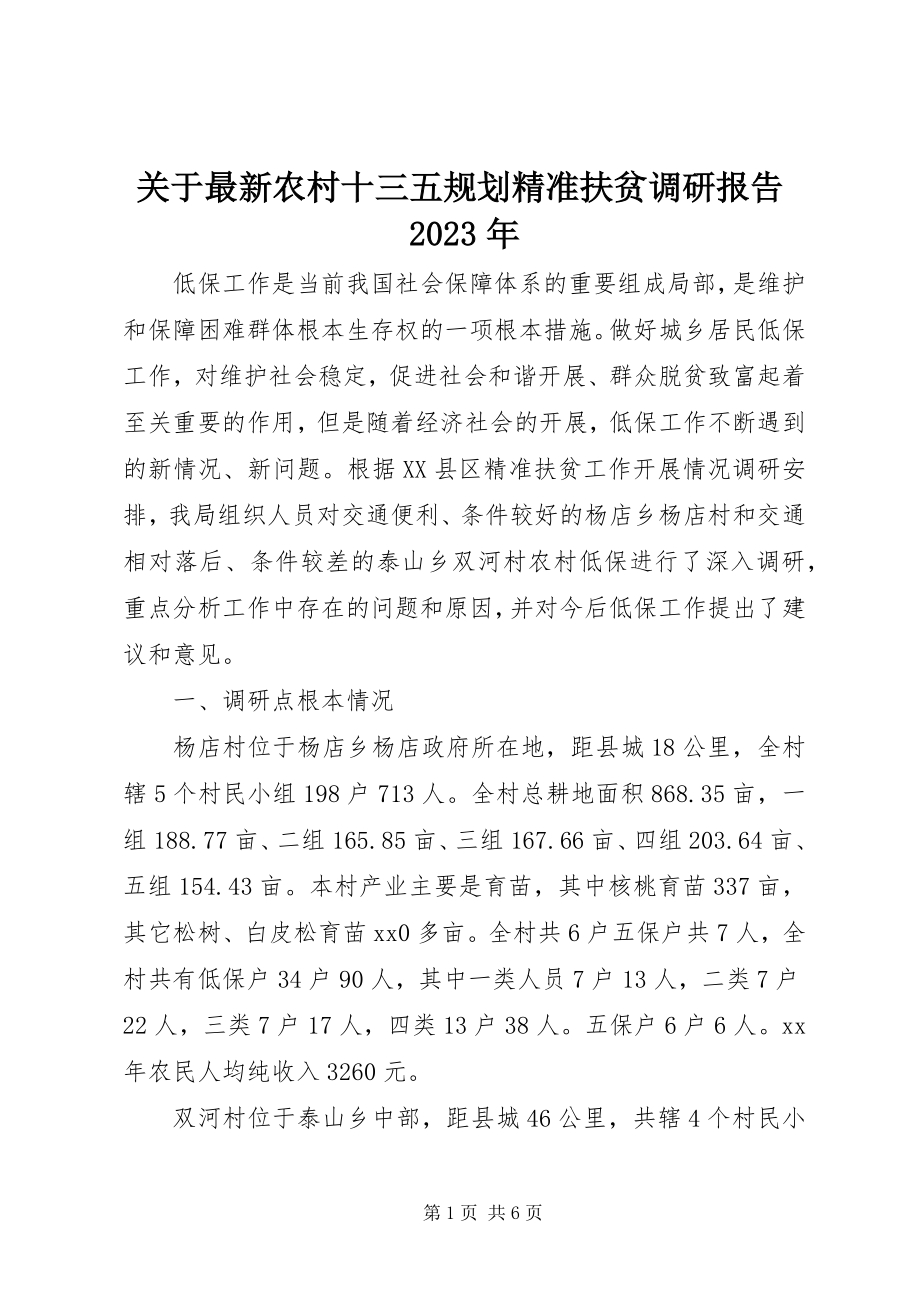 2023年农村十三五规划精准扶贫调研报告.docx_第1页