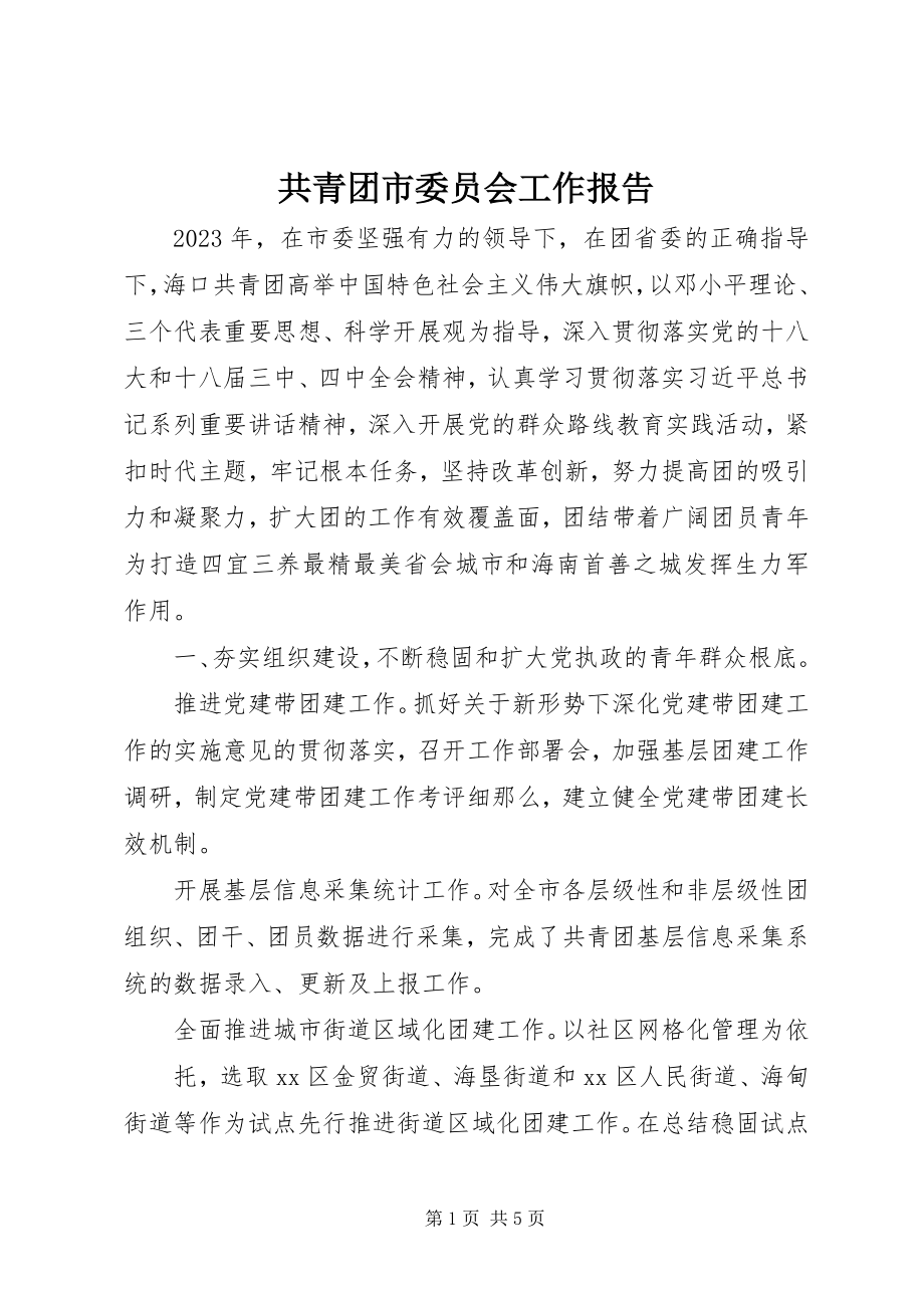 2023年共青团市委员会工作报告.docx_第1页