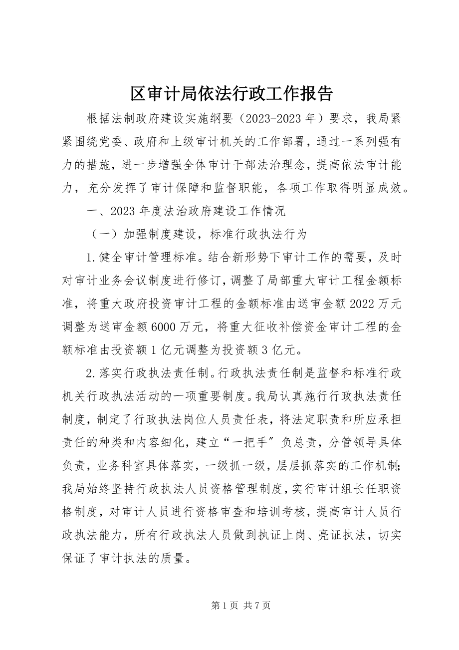 2023年区审计局依法行政工作报告.docx_第1页