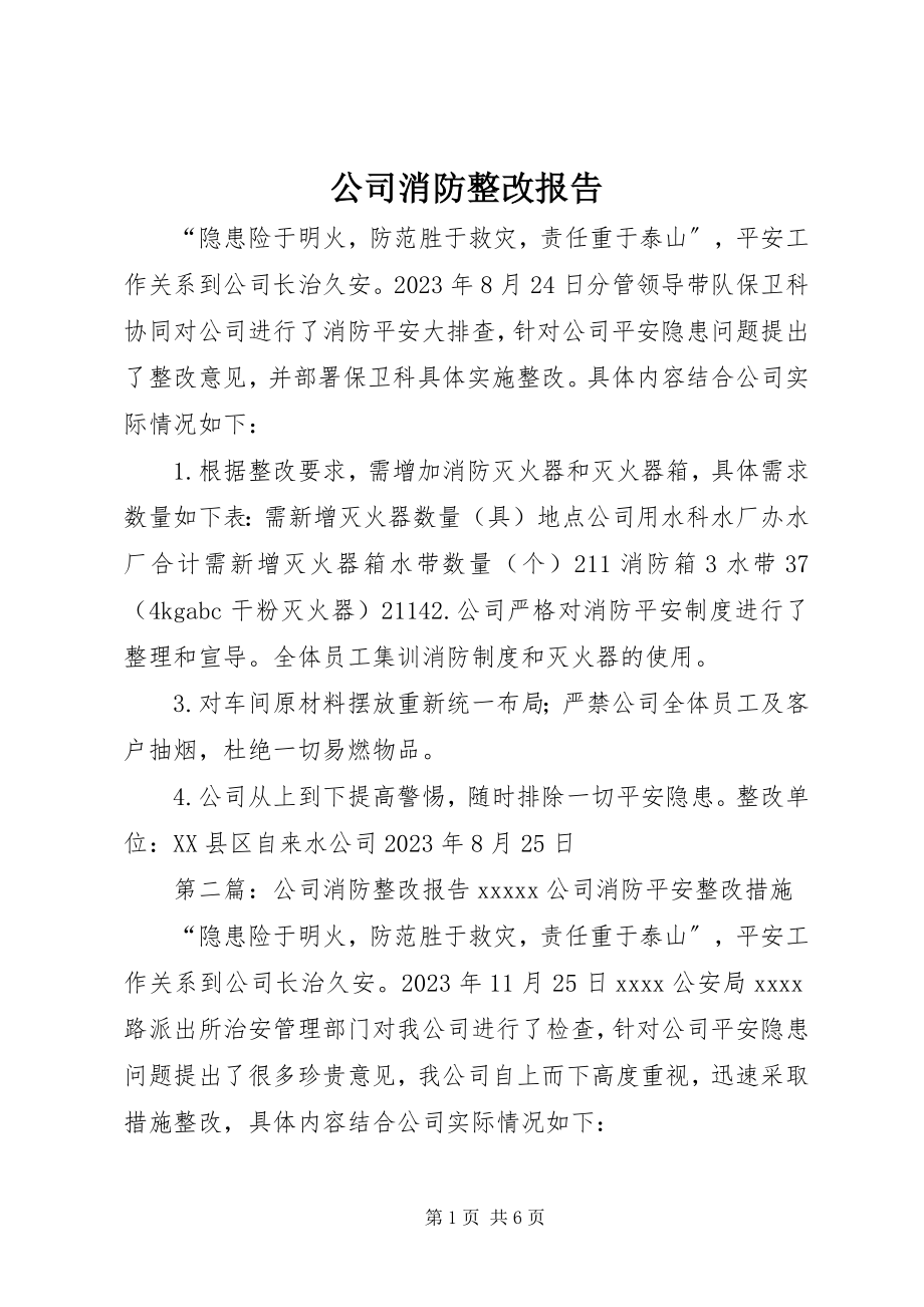 2023年公司消防整改报告.docx_第1页