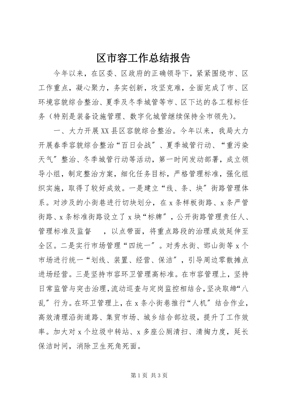 2023年区市容工作总结报告.docx_第1页