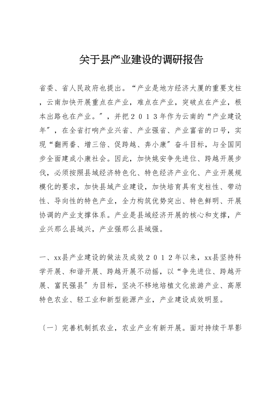 2023年关于县产业建设的调研报告.doc_第1页