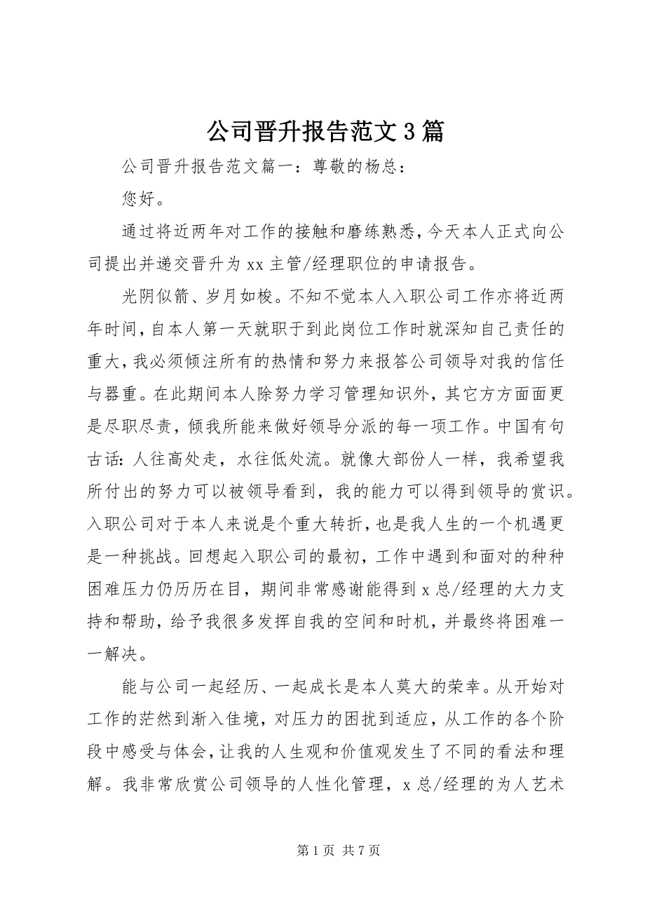 2023年公司晋升报告3篇.docx_第1页