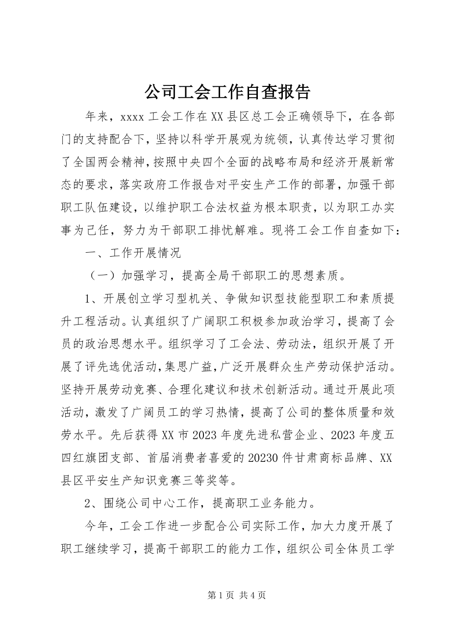 2023年公司工会工作自查报告.docx_第1页