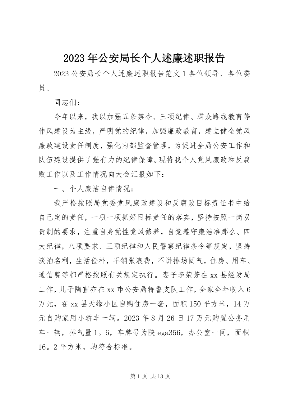 2023年公安局长个人述廉述职报告.docx_第1页