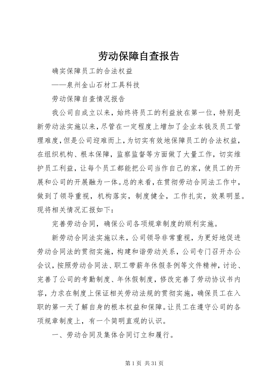 2023年劳动保障自查报告.docx_第1页