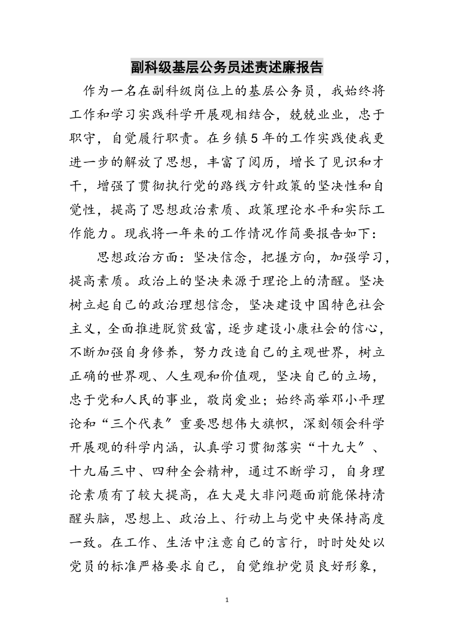 2023年副科级基层公务员述责述廉报告范文.doc_第1页