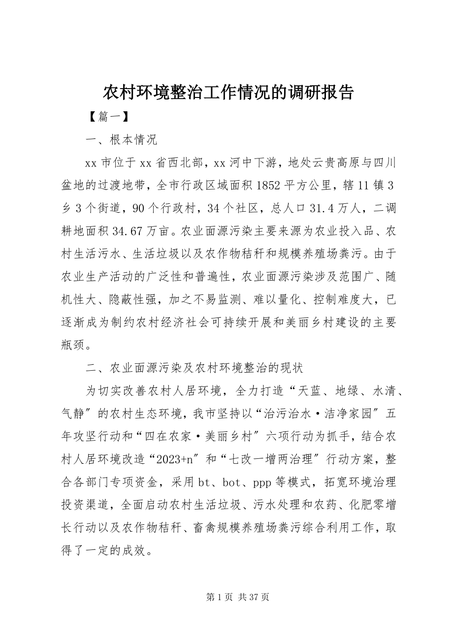 2023年农村环境整治工作情况的调研报告.docx_第1页