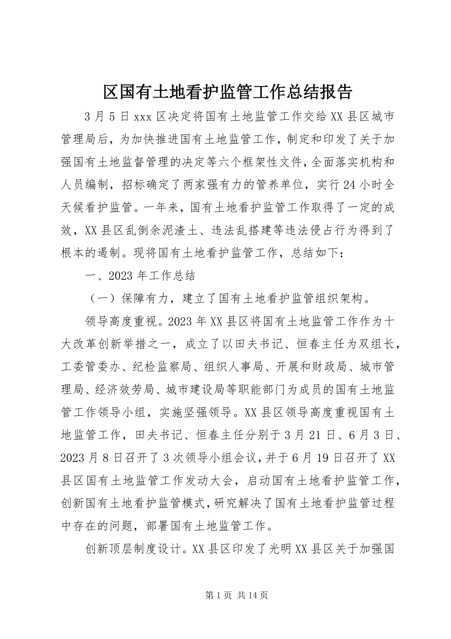 2023年区国有土地看护监管工作总结报告.docx_第1页