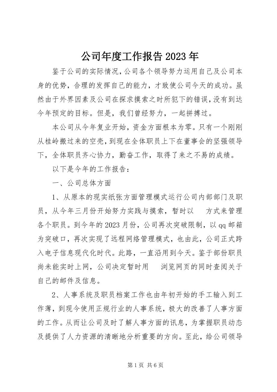 2023年公司年度工作报告某年.docx_第1页