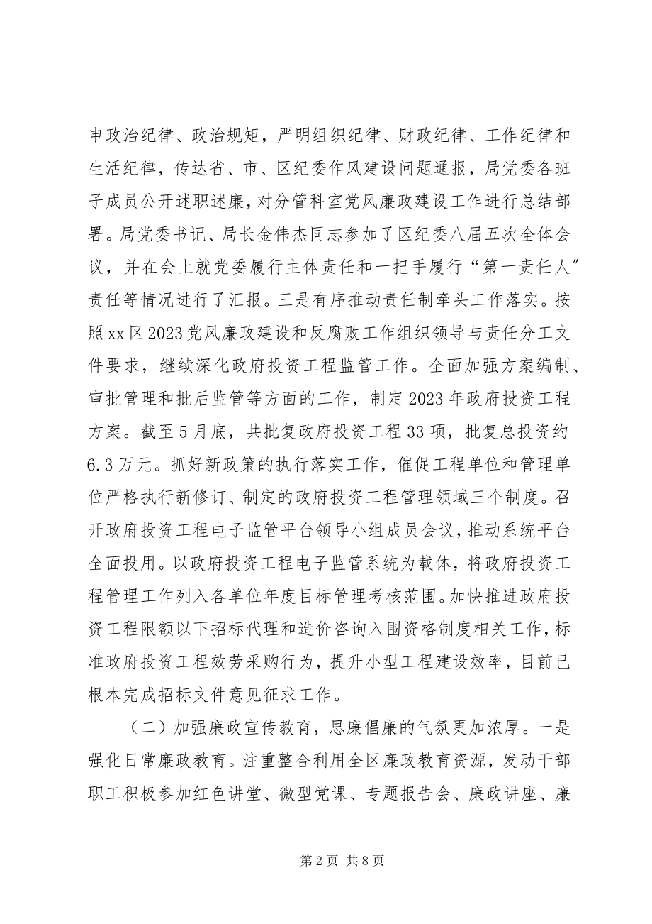 2023年区发改局度上半年党风廉政建设和反腐败工作情况报告.docx_第2页