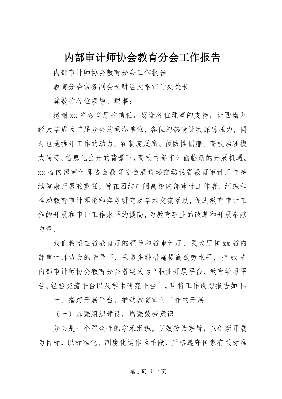 2023年内部审计师协会教育分会工作报告.docx_第1页