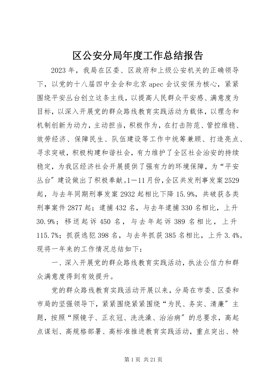 2023年区公安分局年度工作总结报告.docx_第1页