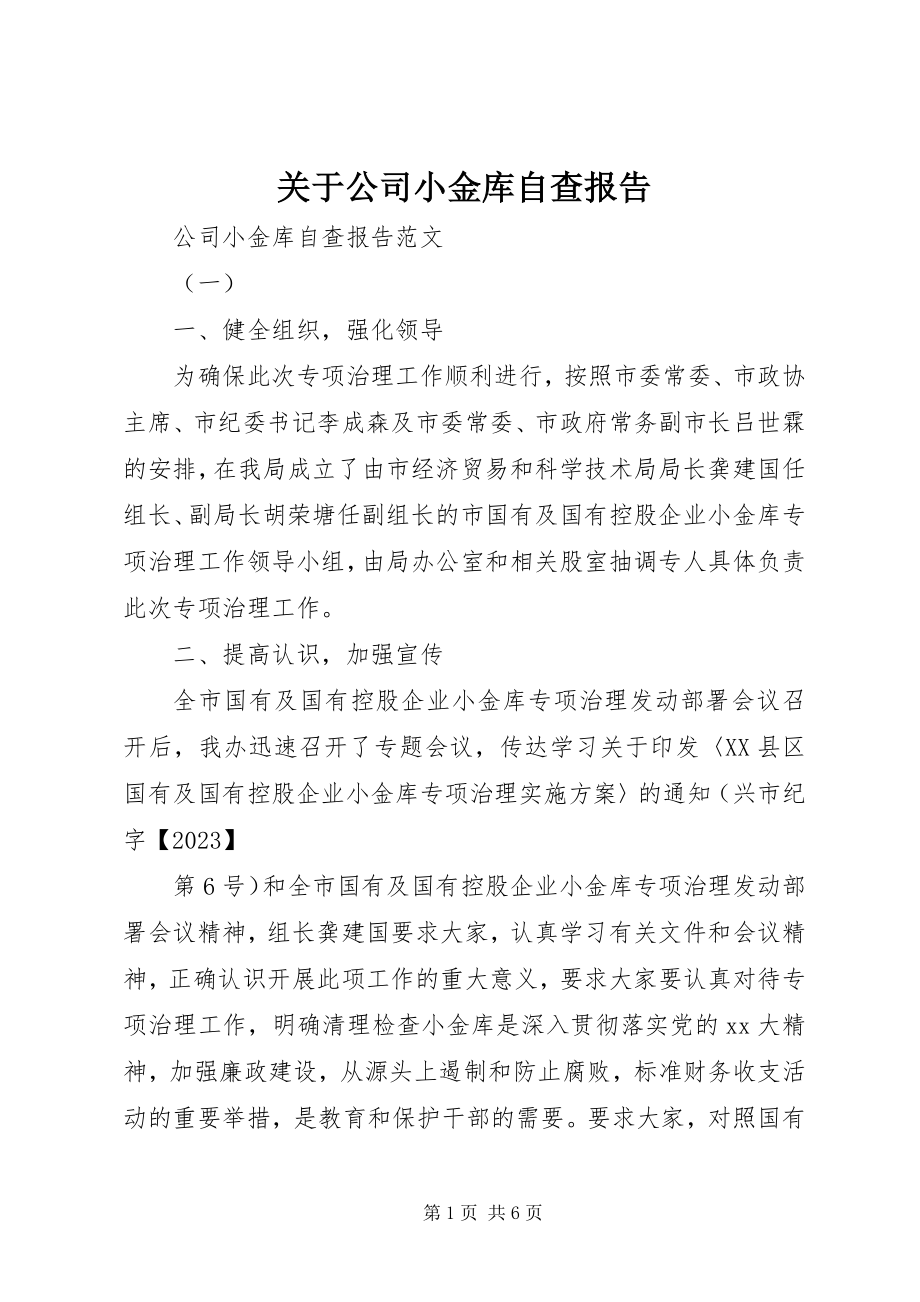 2023年公司小金库自查报告.docx_第1页