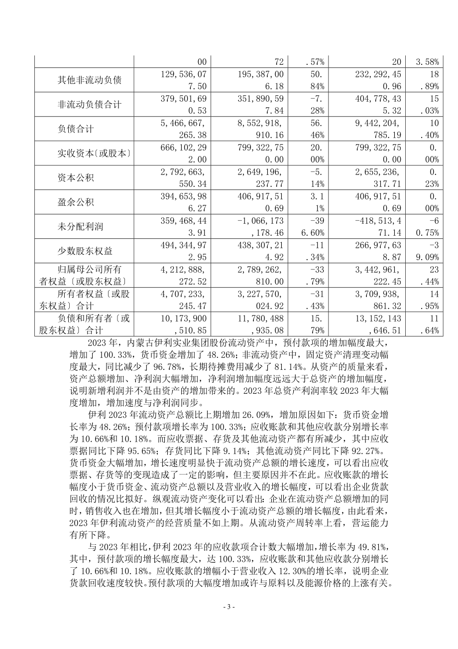 2023年内蒙古伊利实业集团股份有限公司财务报表分析.doc_第3页