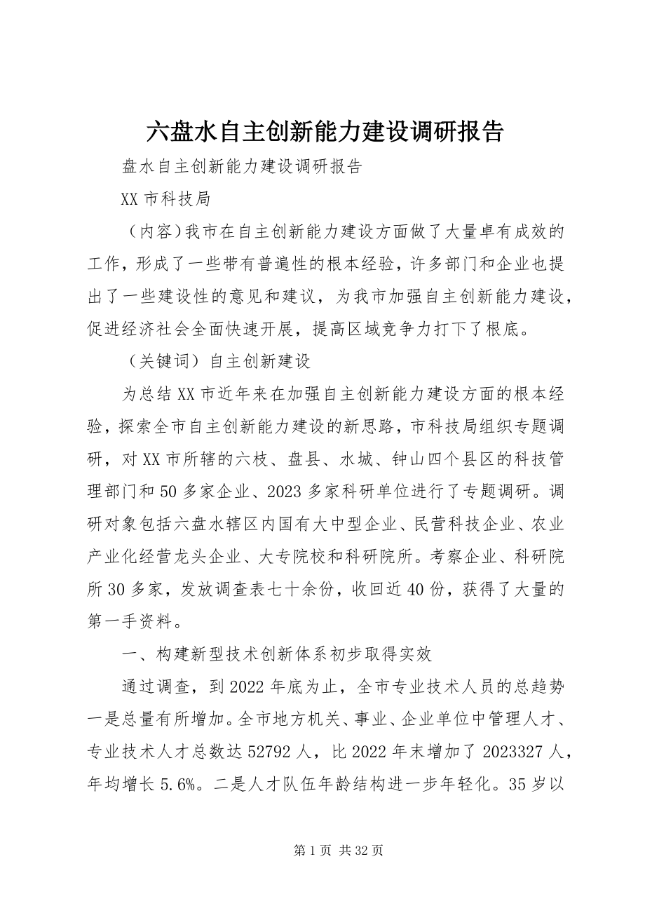 2023年六盘水自主创新能力建设调研报告.docx_第1页