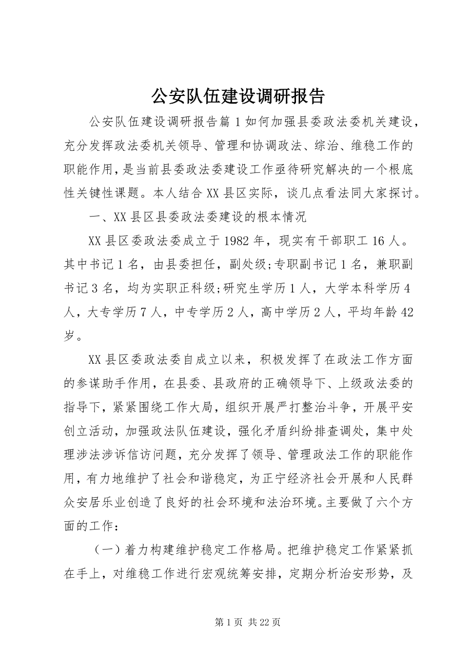 2023年公安队伍建设调研报告.docx_第1页