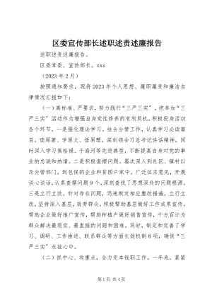 2023年区委宣传部长述职述责述廉报告.docx