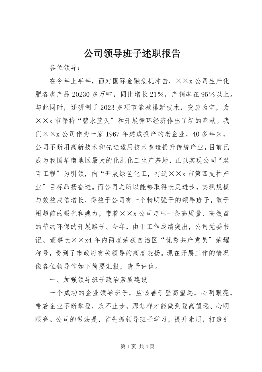 2023年公司领导班子述职报告.docx_第1页