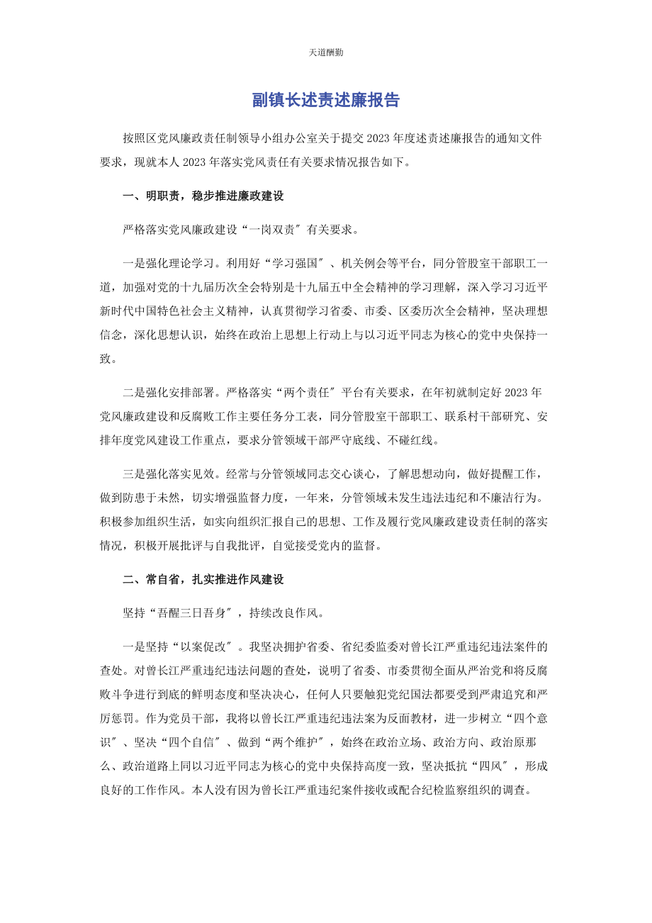 2023年副镇长述责述廉报告范文.docx_第1页