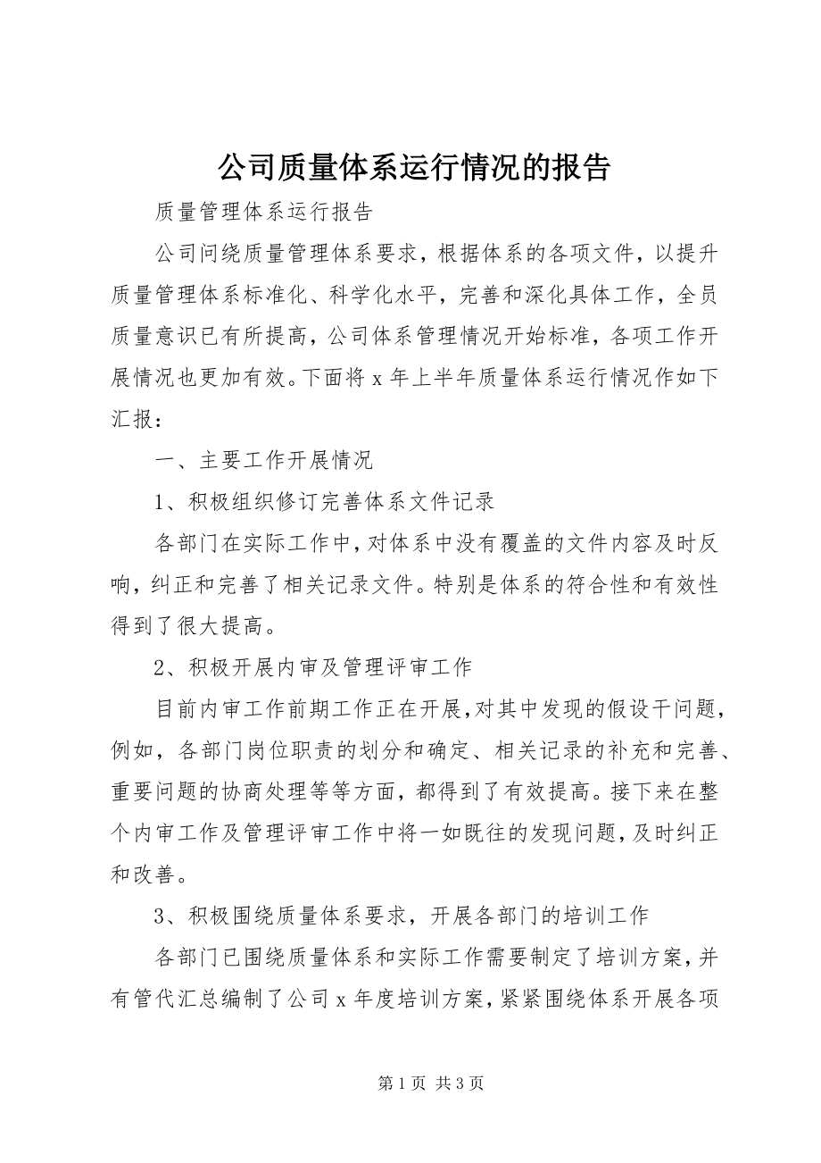 2023年公司质量体系运行情况的报告.docx_第1页