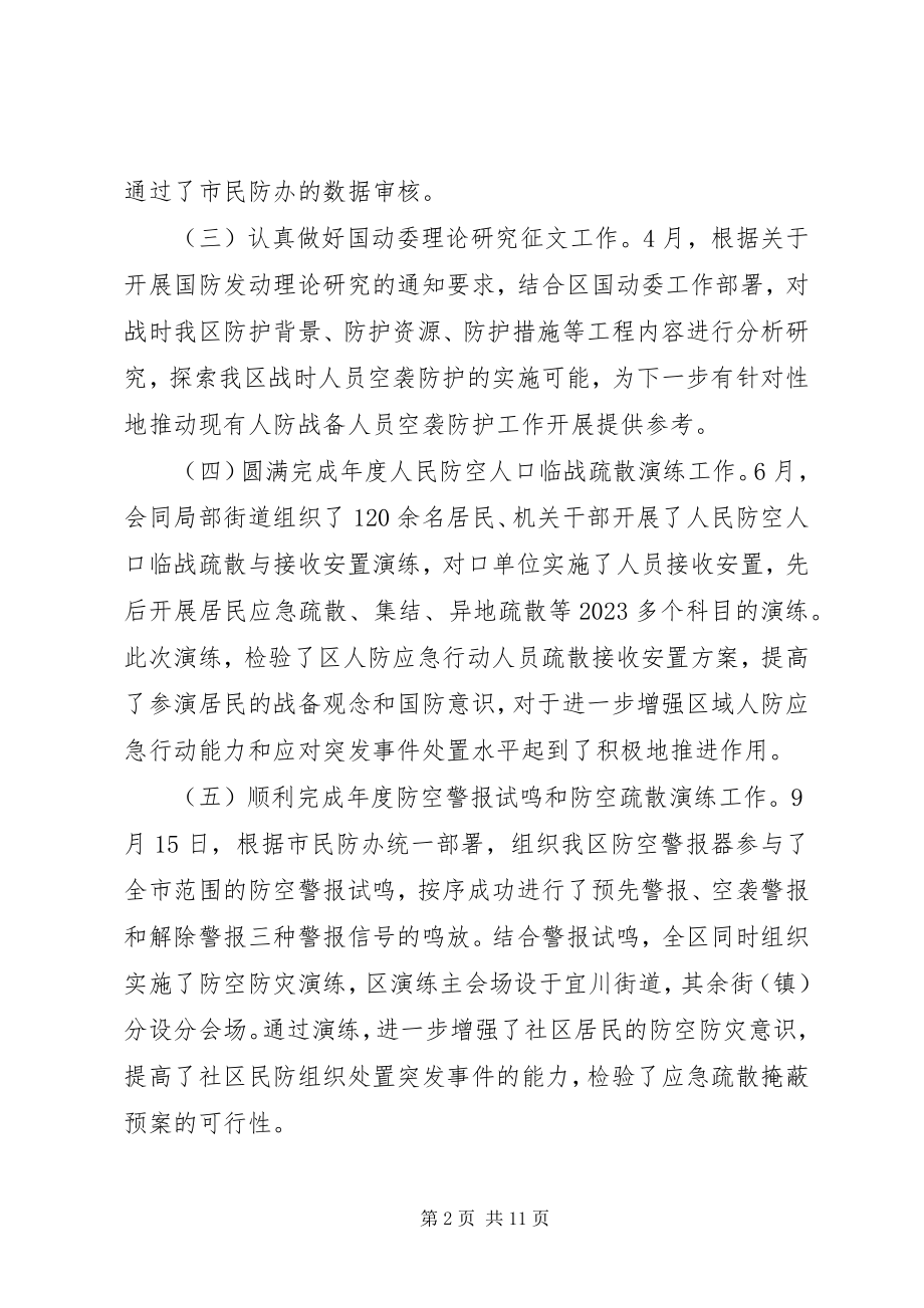 2023年区民防办年度工作总结报告材料.docx_第2页