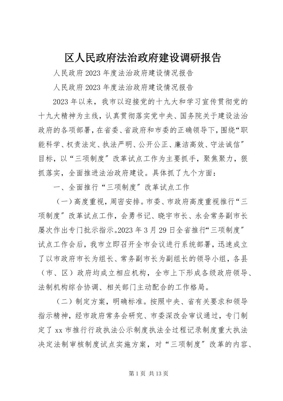 2023年区人民政府法治政府建设调研报告.docx_第1页