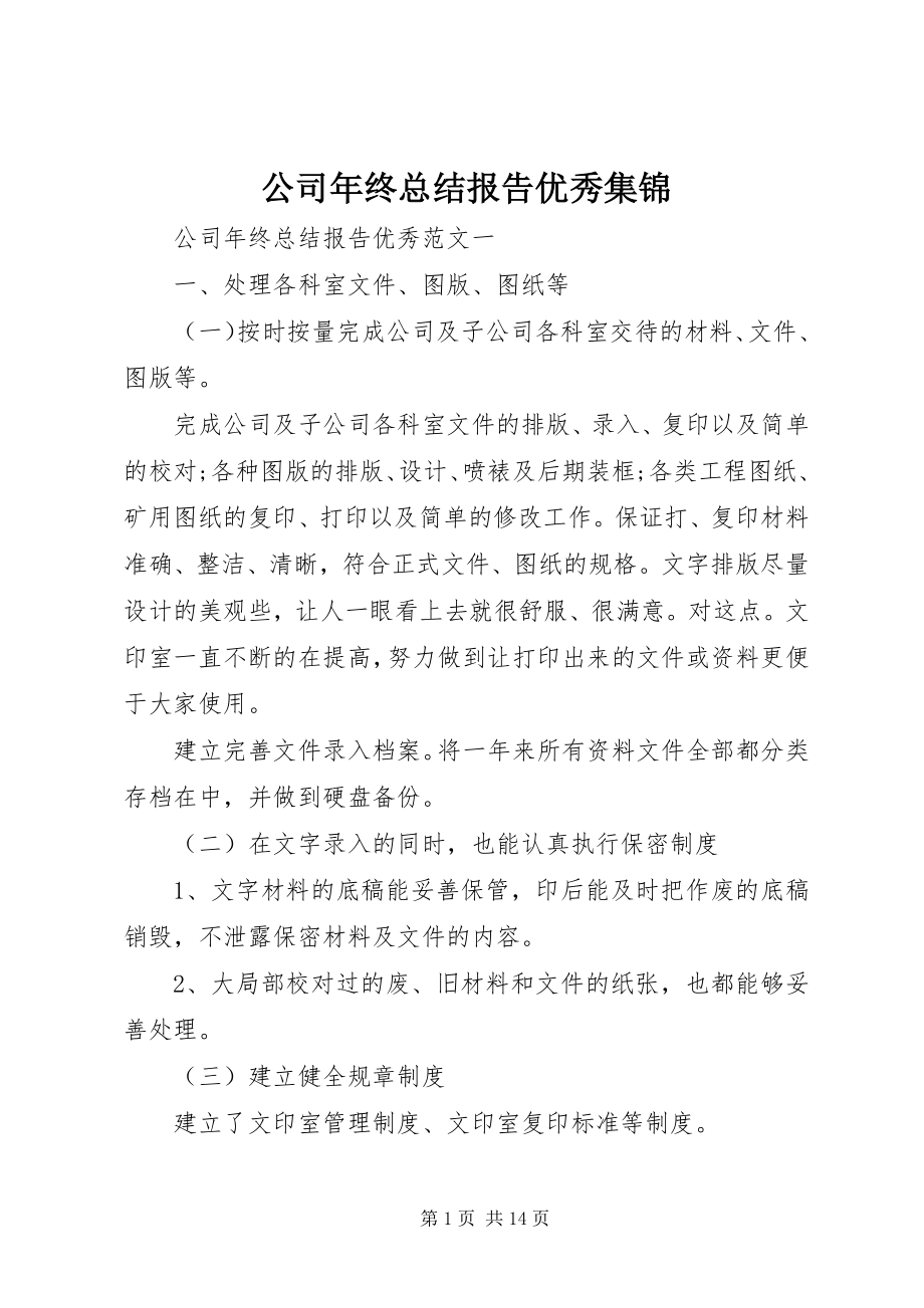 2023年公司年终总结报告优秀集锦.docx_第1页