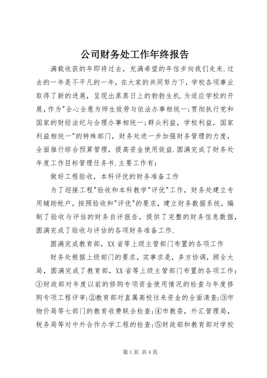 2023年公司财务处工作年终报告.docx_第1页