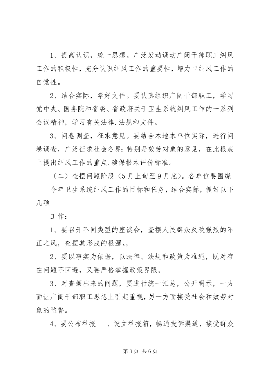 2023年公疗医院纠正行业不正之风工作实施方案.docx_第3页