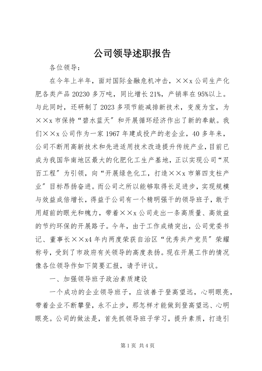 2023年公司领导述职报告.docx_第1页