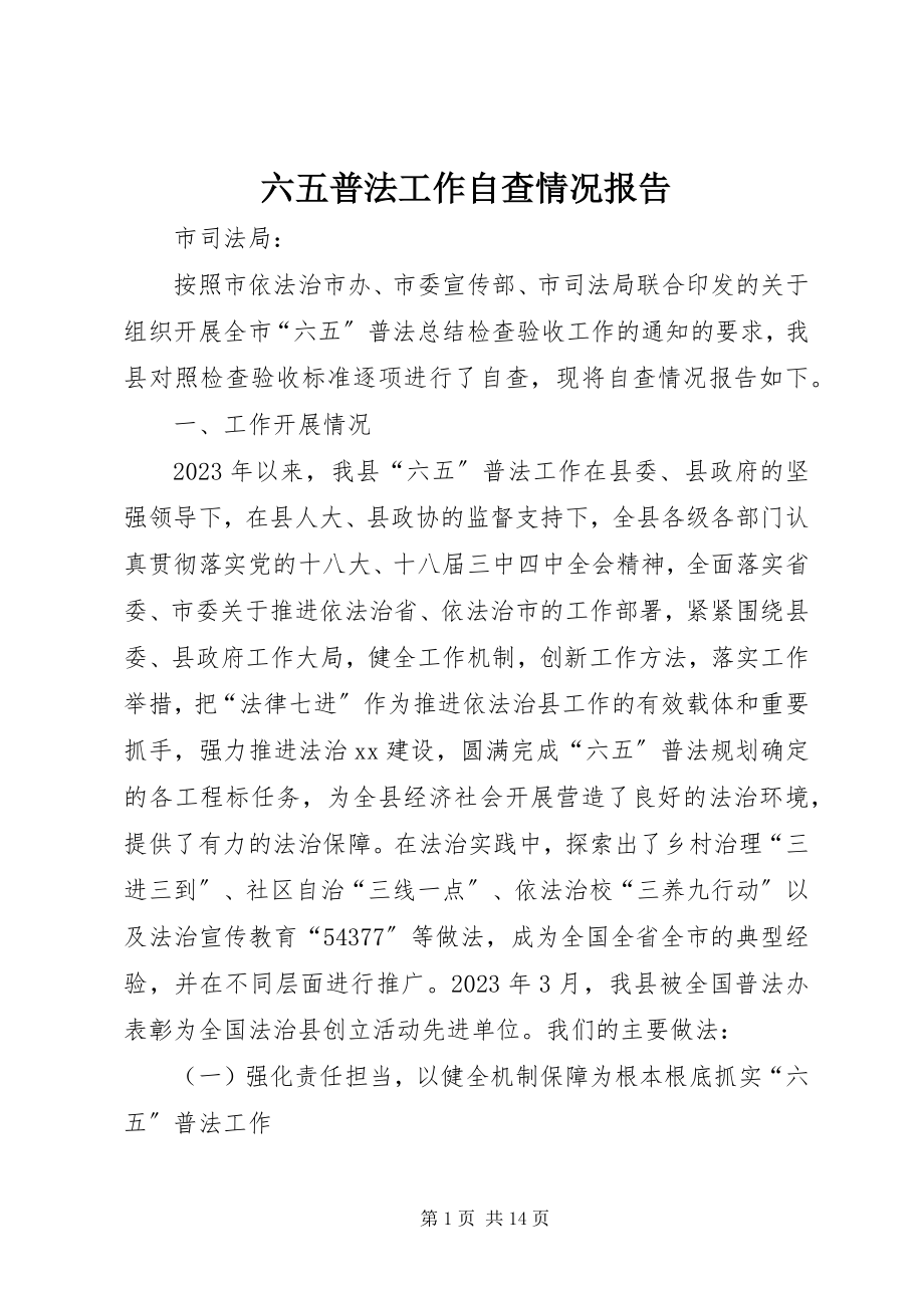 2023年六五普法工作自查情况报告.docx_第1页