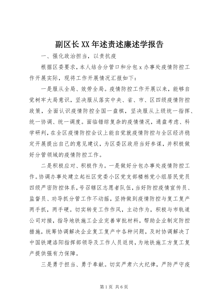 2023年副区长某年述责述廉述学报告.docx_第1页