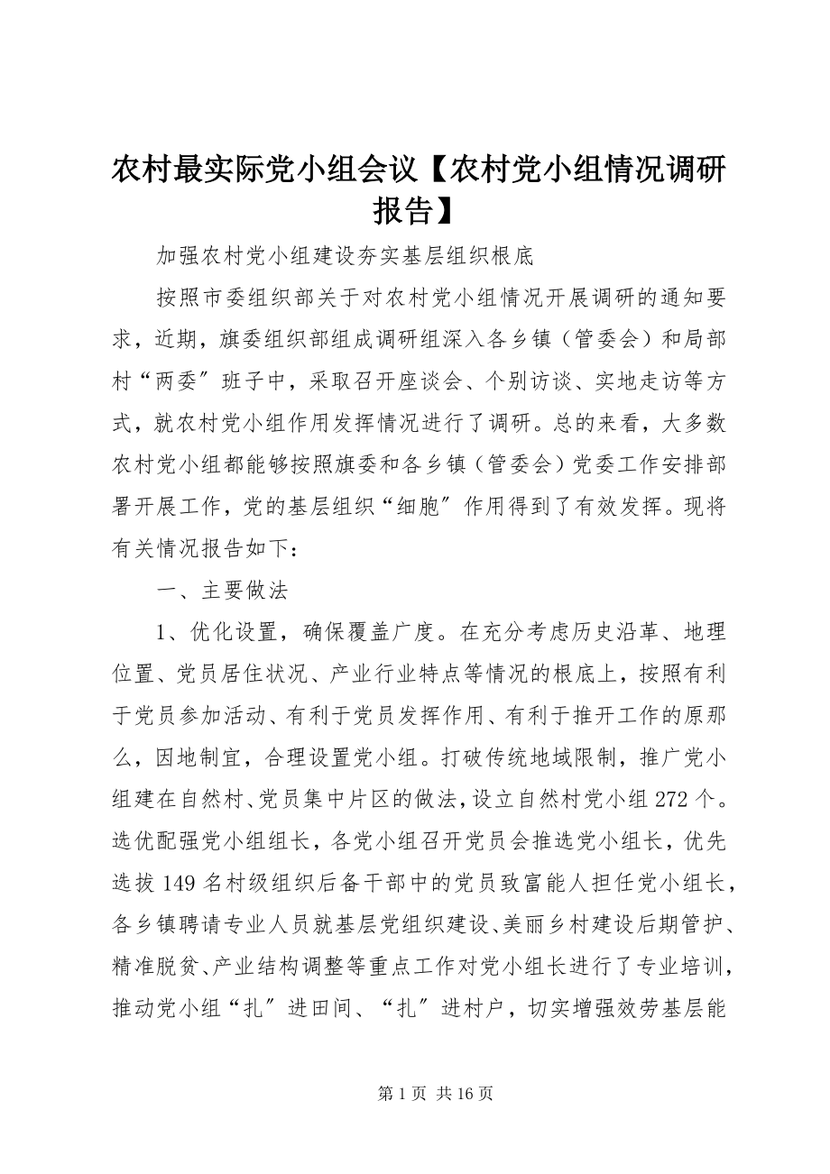 2023年农村最实际党小组会议农村党小组情况调研报告.docx_第1页