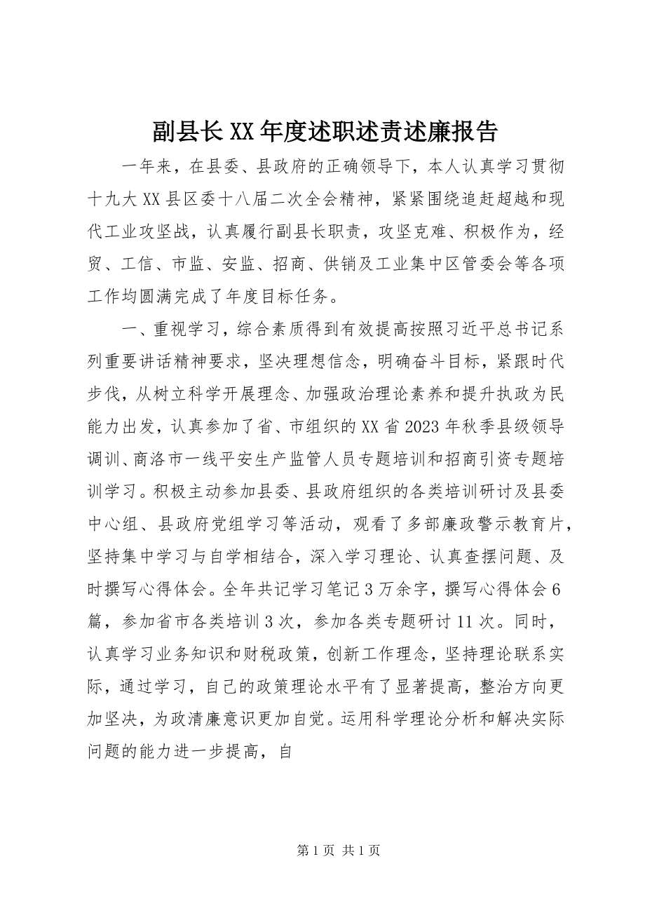 2023年副县长某年度述职述责述廉报告.docx_第1页